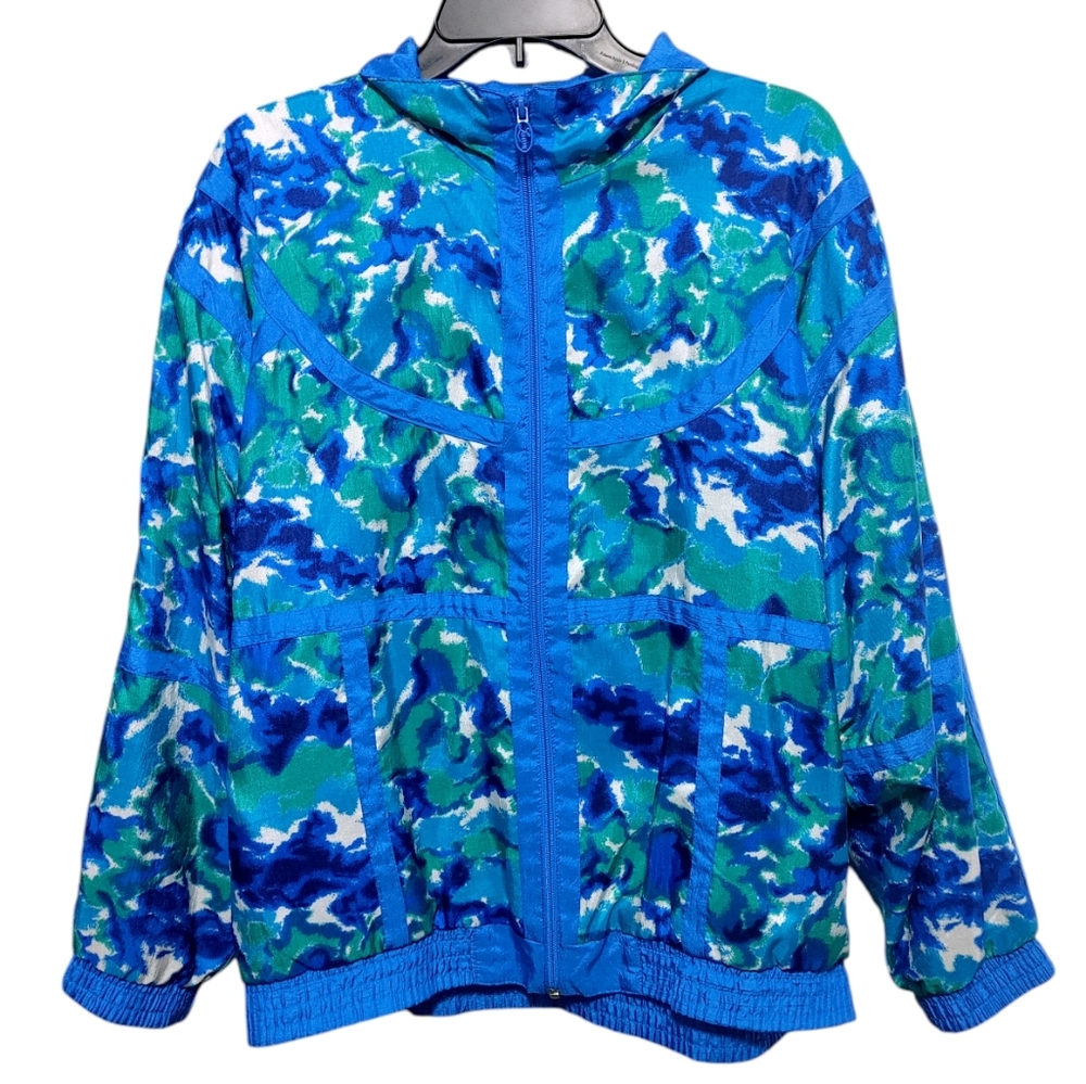 Vintage Lavon Blue Green 80s 90s Windbreak Track Jacket Women's Size Large - Picture 8 of 8
